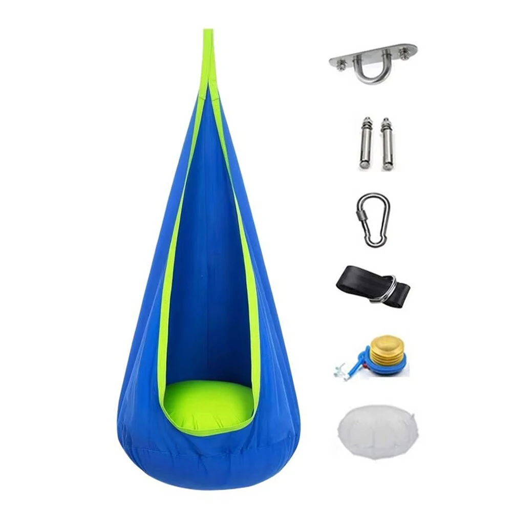 (image for) IPRee Portable Children's Sensory Hanging Chair Hammock Portable Parachute Swing Bed With Inflatable Cushion Indoor/Courtyard Play Seat with Inflatable Cushion
